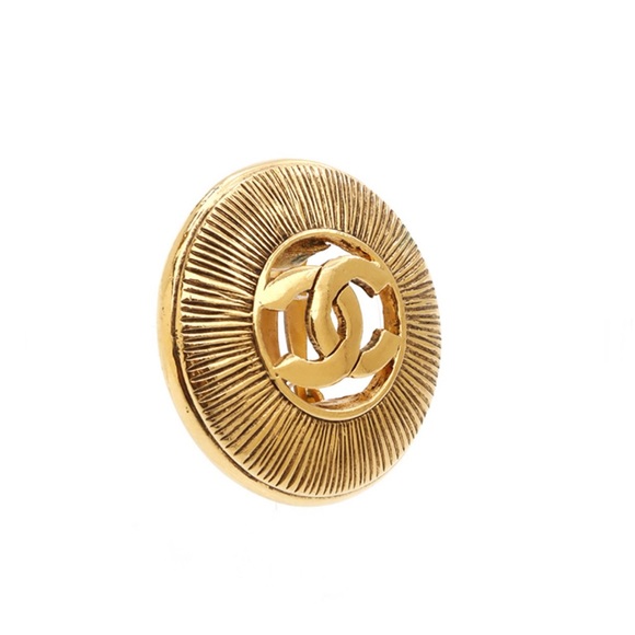 Vintage Chanel Coco Mark Circle Earrings Gold Plated - Picture 5 of 6